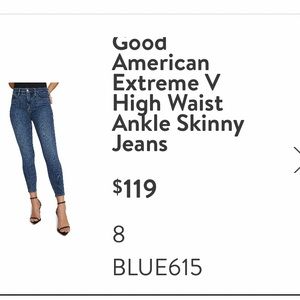 Good American Extreme V High Waist Ankle Skinny Jeans
